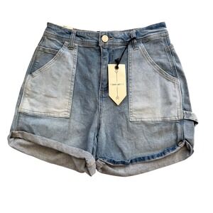 Banjara Women's Light Wash Patchwork Carpenter Denim Shorts Blue 9/28 NWT
